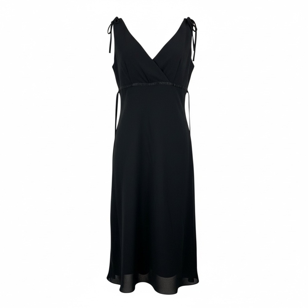 VTG JUMP Black Sleeveless‎ V Neck Midi Dress Y2K 90s whimsigoth fairy Size S